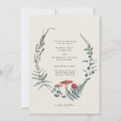 ウッドランドファーンフォレストレッドキ結婚ッシュルーム 招待状 (正面)