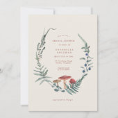 ウッドランドファーンフォレストレッドマッシュルームブライダルシャワー 招待状 (正面)