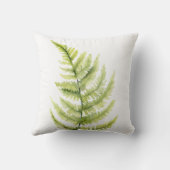 ウッドランドファーンリーフボタニカルウォーターの色の緑 クッション (裏面)