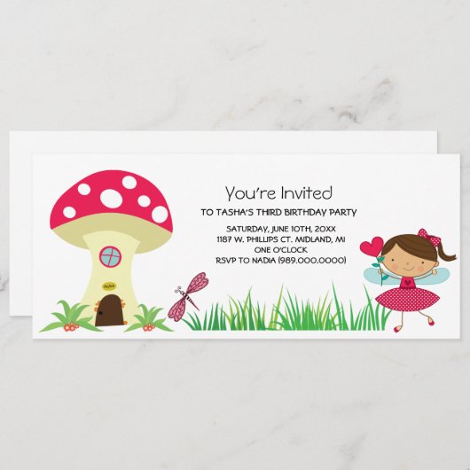 ウッドランドフェアリーバースデーパーティ招待状 招待状 (正面/裏面)