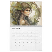 ウッドランドフェアリーヴィンテージアールヌーボーファンタジー妖精 カレンダー (3月 2026)