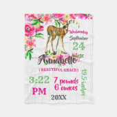 ウッドランドフェイウディアウォーター色ベビー誕生統計 フリースブランケット (正面)