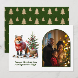 ウッドランドフォックスのほのぼの森のクリスマスマジックフォト シーズンカード