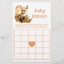 ウッドランドフォックス かわいいビンゴ ベビーシャワーゲーム