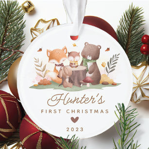 ウッドランドフォトベビーの初めてのクリスマス オーナメント