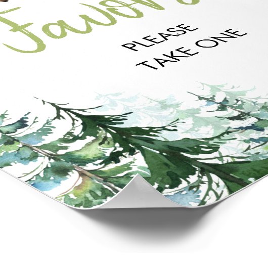 ウッドランドフォレストああ男の子の赤ちゃんシャワー好意サイン ポスター (角)