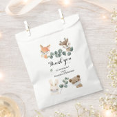 ウッドランドフォレストの仮想ベビーシャワー フェイバーバッグ (クリップ留めされた状態)