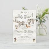 ウッドランドフォレストの枝動物ボホベイビーシャワー 招待状 (スタンド正面)