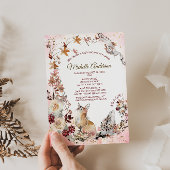 ウッドランドフォレストの水の色フローラガールベビーシャワー 招待状