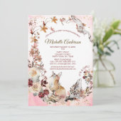 ウッドランドフォレストの水の色フローラガールベビーシャワー 招待状 (スタンド正面)