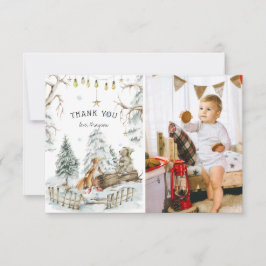 ウッドランドフォレストアニマルズウィンター誕生日ありがとう サンキューカード