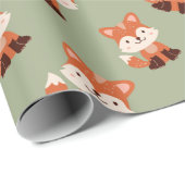 ウッドランドフォレストアニマルズキツネ子供の誕生日  ラッピングペーパー (ロールコーナー)