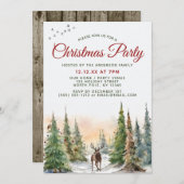 ウッドランドフォレストアニマルズクリスマスパーティー 招待状 (正面/裏面)