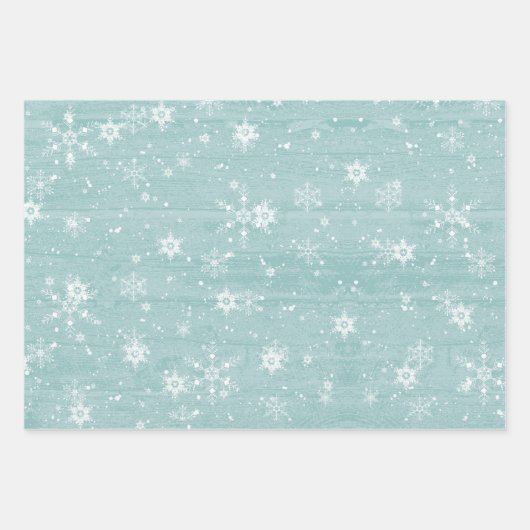 ウッドランドフォレストアニマルズクリスマス鹿キツネ雪 ラッピングペーパーシート (正面3)