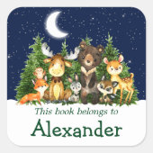 ウッドランドフォレストアニマルズスカイツリー蔵書票ラベル スクエアシール (正面)