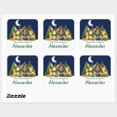 ウッドランドフォレストアニマルズスカイツリー蔵書票ラベル スクエアシール (シート)