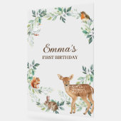 ウッドランドフォレストアニマルズファースト誕生日招待状 アクリルサイン (傾斜)