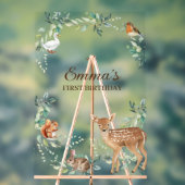 ウッドランドフォレストアニマルズファースト誕生日招待状 アクリルサイン (ニュートラル)