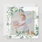 ウッドランドフォレストアニマルズファースト誕生日招待状 招待状 (裏面)