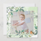 ウッドランドフォレストアニマルズファースト誕生日招待状 招待状 (裏面)