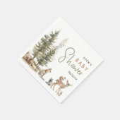 ウッドランドフォレストアニマルズベビーシャワーナプキン スタンダードカクテルナプキン (角)