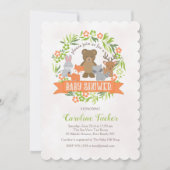ウッドランドフォレストアニマルズベビーシャワー招待状 招待状 (正面)
