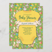 ウッドランドフォレストアニマルズベビーシャワー招待状 招待状 (正面/裏面)