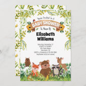 ウッドランドフォレストアニマルズベビーシャワー招待状 招待状 (正面/裏面)