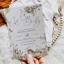 ウッドランドフォレストアニマルズベビーシャワー招待状