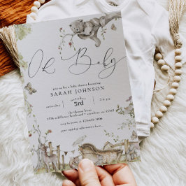 ウッドランドフォレストアニマルズベビーシャワー招待状 招待状