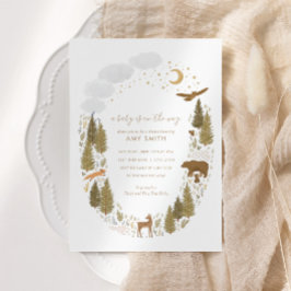 ウッドランドフォレストアニマルズベビーシャワー招待状 招待状