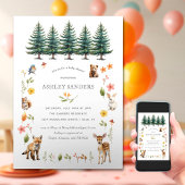 ウッドランドフォレストアニマルズベビーシャワー招待状 招待状