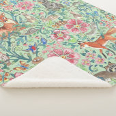 ウッドランドフォレストアニマルズミントグリーンかわいらしフローラ シェルパブランケット (3/4)