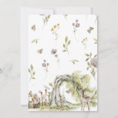 ウッドランドフォレストアニマルズワイルドワンファースト誕生日 招待状 (裏面)