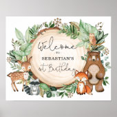 ウッドランドフォレストアニマルズワイルドワン誕生日へようこそ ポスター (正面)