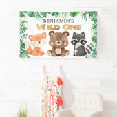 ウッドランドフォレストアニマルズワイルドワン誕生日バナー 横断幕 (インサイチュ)