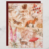 ウッドランドフォレストアニマルズヴィンテージスクラップブック紙 (正面/裏面)