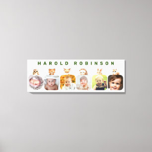 ウッドランドフォレストアニマルズ男の赤ちゃんマイルストーン キャンバスプリント