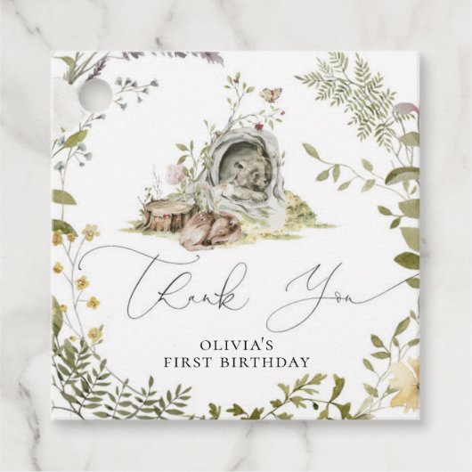 ウッドランドフォレストアニマルズ誕生日ありがとう フェイバータグ (正面)