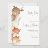 ウッドランドフォレストアニマルズ誕生日招待状 招待状 (正面)