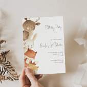 ウッドランドフォレストアニマルズ誕生日招待状 招待状