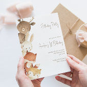 ウッドランドフォレストアニマルズ誕生日招待状 招待状