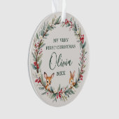 ウッドランドフォレストアニマルベビー初めてのクリスマス オーナメント (正面)