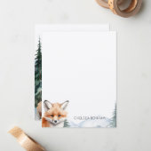 ウッドランドフォレストウォーター色の雌の赤いキツネカブ ノートカード (正面/裏面インサイチュ)