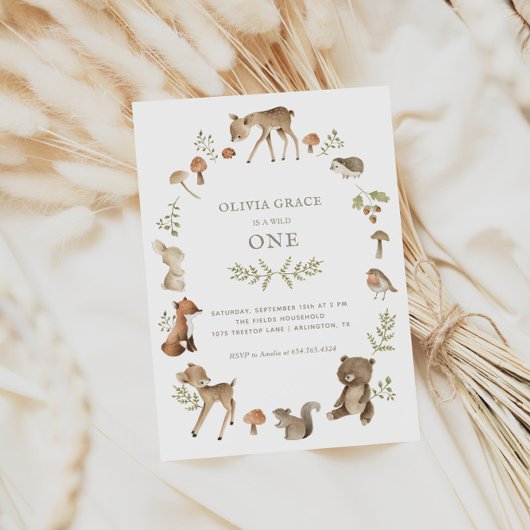 ウッドランドフォレストクリージャーワイルドワン誕生日 招待状