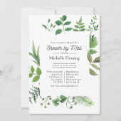 ウッドランドフォレストグリーンリーブライダルシャワーバイメール 招待状 (正面)