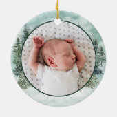 ウッドランドフォレストシカ初めてのクリスマス写真 セラミックオーナメント (裏面)