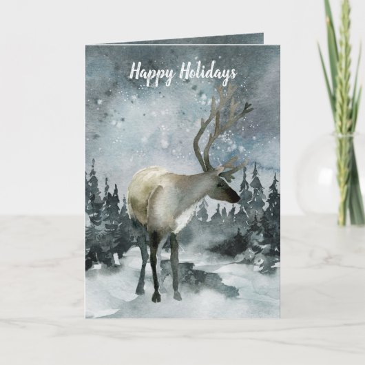 ウッドランドフォレストスタッグホリデーグリーティング シーズンカード (正面)