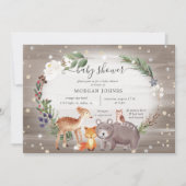 ウッドランドフォレストスパークルベビーシャワー招待状 (正面)