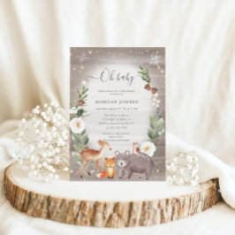 ウッドランドフォレストスパークルベビーシャワー招待状